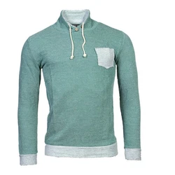 Banco Longpullover Langarmshirt mit Brusttasche und Kordelzug Grün/Türkis/Hellblau