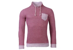 Banco Longpullover Langarmshirt mit Brusttasche und Kordelzug Bordeaux/Dunkelrot/Lila/Rot/Rosa