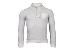 Banco Longpullover Langarmshirt mit Brusttasche und Kordelzug Grau/Hellgrau