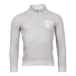Banco Longpullover Langarmshirt mit Brusttasche und Kordelzug Grau/Hellgrau