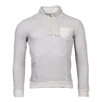Banco Longpullover Langarmshirt mit Brusttasche und Kordelzug Grau/Hellgrau