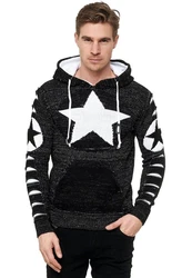 Rusty Neal Kapuzensweatshirt Design Creme/Schwarz/Weiß/Hellblau/Grau