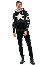 Rusty Neal Kapuzensweatshirt Design Creme/Schwarz/Weiß/Hellblau/Grau