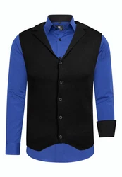 Rusty Neal Langarmhemd und Weste Blau/Schwarz/Dunkelblau