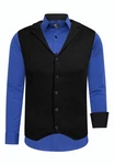 Rusty Neal Langarmhemd und Weste Blau/Schwarz/Dunkelblau
