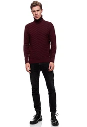 Rusty Neal Rollkragenpullover Dunkelrot/Bordeaux