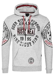 Rusty Neal Kapuzensweatshirt mit Markenprints Grau/Schwarz/Hellgrau
