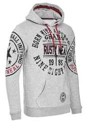 Rusty Neal Kapuzensweatshirt mit Markenprints Grau/Schwarz/Hellgrau