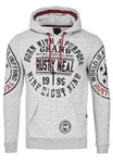 Rusty Neal Kapuzensweatshirt mit Markenprints Grau/Schwarz/Hellgrau