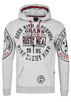 Rusty Neal Kapuzensweatshirt mit Markenprints Grau/Schwarz/Hellgrau Rusty Neal Kapuzensweatshirt mit Markenprints Grau/Schwarz/Hellgrau