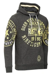 Rusty Neal Kapuzensweatshirt mit Markenprints Schwarz/Gelb/Dunkelgrau