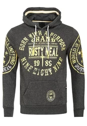 Rusty Neal Kapuzensweatshirt mit Markenprints Schwarz/Gelb/Dunkelgrau