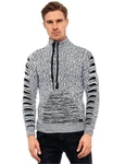 Rusty Neal Strickpullover mit Ausschnitt Schwarz/Hellblau/Orange/Braun