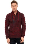 Rusty Neal Strickpullover mit Ausschnitt Dunkelrot/Bordeaux/Rot