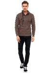 Rusty Neal Strickpullover mit Ausschnitt Khaki/Beige/Braun/Dunkelrot/Orange