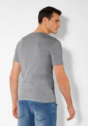 H.I.S T-Shirt mit Knopfleiste Grau/Hellgrau
