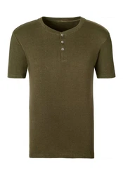 H.I.S T-Shirt mit Knopfleiste Dunkelgrün/Khaki