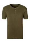 H.I.S T-Shirt mit Knopfleiste Dunkelgrün/Khaki