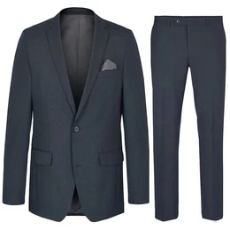 Anzug Herrenanzug modern Businessanzug regular fit - stretch (Set, 2-tlg., Sakko mit Hose) AMF-Naht blau HA43, Gr. 44
