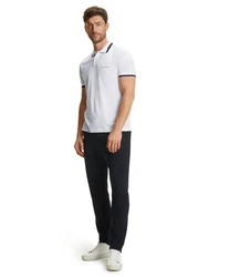 FALKE Poloshirt Weiß/Dunkelblau/Creme