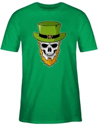 Shirtracer T-Shirt Totenkopf Kleeblatt St. Patricks Day Grün
