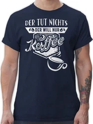 Shirtracer T-Shirt Der tut nichts Der will nur Kaffee Dunkelblau/Türkis