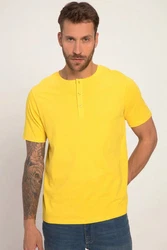 JP1880 T-Shirt Henley Basic Knopfleiste Gelb
