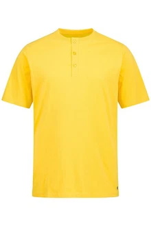 JP1880 T-Shirt Henley Basic Knopfleiste Gelb
