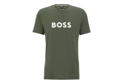 BOSS T-Shirt RN mit Markenprint Dunkelgrün/Grün