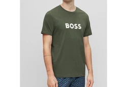 BOSS T-Shirt RN mit Markenprint Dunkelgrün/Grün