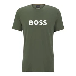 BOSS T-Shirt RN mit Markenprint Dunkelgrün/Grün