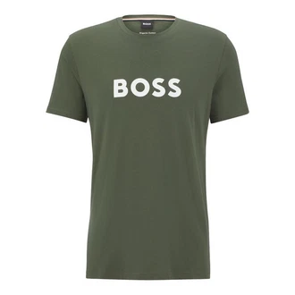 BOSS T-Shirt RN mit Markenprint Dunkelgrün/Grün