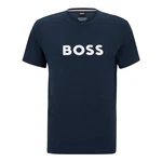 BOSS T-Shirt RN mit Markenprint Dunkelblau/Gold/Braun/Rosa