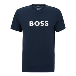 BOSS T-Shirt RN mit Markenprint Dunkelblau/Gold/Braun/Rosa
