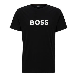 BOSS T-Shirt RN mit Markenprint Schwarz/Rosa/Braun/Gold