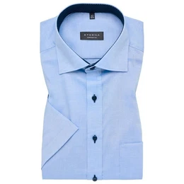Kurzarmhemd Kurzarmhemd XXL bgelfrei blau Kontrastdetails
