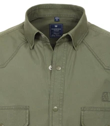 Redmond Kurzarmhemd Comfort Fit Dunkelgrün/Grün/Khaki
