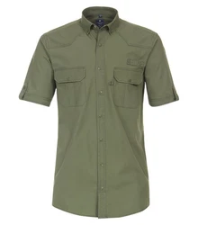 Redmond Kurzarmhemd Comfort Fit Dunkelgrün/Grün/Khaki