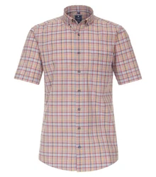 Redmond Kurzarmhemd Comfort Fit Rot/Mischfarben/Braun