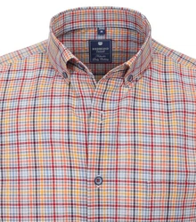 Redmond Kurzarmhemd Comfort Fit Rot/Mischfarben/Braun