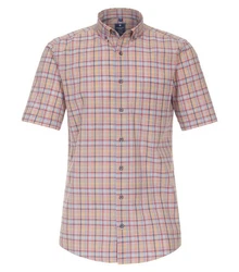 Redmond Kurzarmhemd Comfort Fit Rot/Mischfarben/Braun