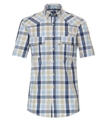 Redmond Kurzarmhemd Comfort Fit Blau/Hellblau