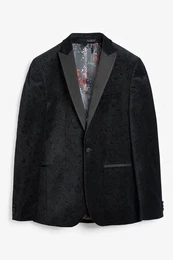 Sakko Gemustertes Samtsakko Slim Fit (1-tlg)