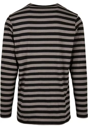 URBAN CLASSICS Langarmshirt Urban Classics Herren Regular Stripe LS Grau/Dunkelgrau/Khaki/Braun