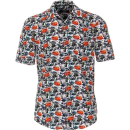 Kurzarmhemd Groe Gren Kurzarmhemd floraler Retroprint orange-grn