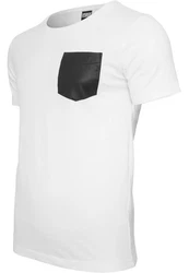 URBAN CLASSICS T-Shirt Urban Classics Herren Synthetic Leather Pocket Tee Weiß/Creme