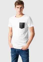 URBAN CLASSICS T-Shirt Urban Classics Herren Synthetic Leather Pocket Tee Weiß/Creme