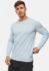 Indicode Herren Gamal Strickpullover O-Neck Pulli Celestial Blue