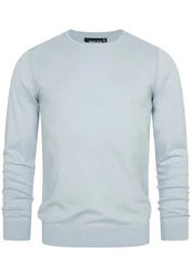 Indicode Herren Gamal Strickpullover O-Neck Pulli Celestial Blue