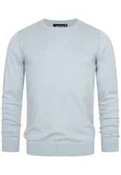Indicode Herren Gamal Strickpullover O-Neck Pulli Celestial Blue